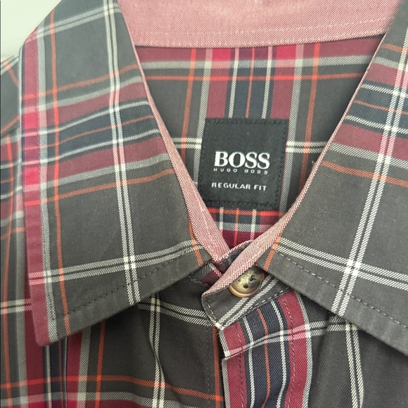 Hugo Boss Men's Checkered Shirt - Red and Gray - Picture 1 of 4